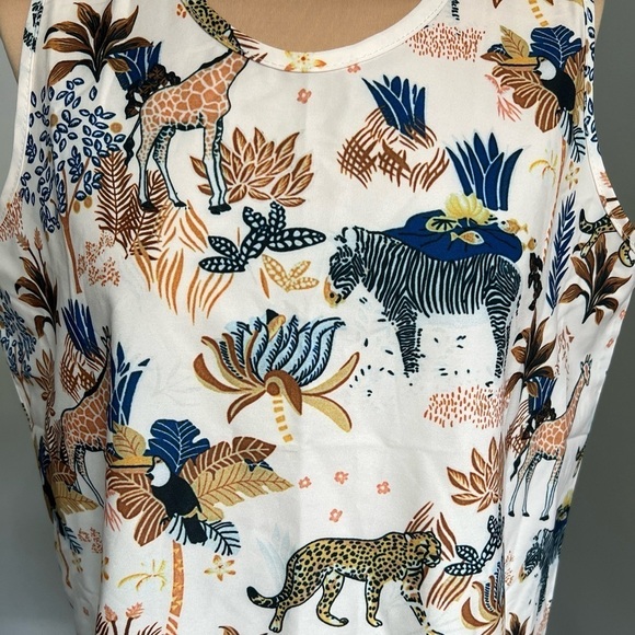 African Savannah Print Tank Top Sleeveless Blouse Zebra Giraffe Leopard - Picture 2 of 6